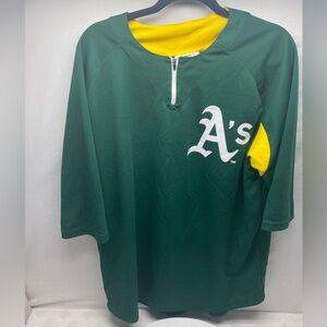 Vintage Oakland A’s Athletics Baseball Half Zip Warm Up Jersey Size XL SGA MLB